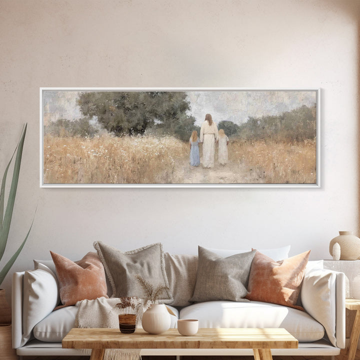 Silent Faith Journey | Framed Canvas Print | Panoramic Painting | Christian Art | Jesus Painting | Christian Christmas Art | Christian Wall