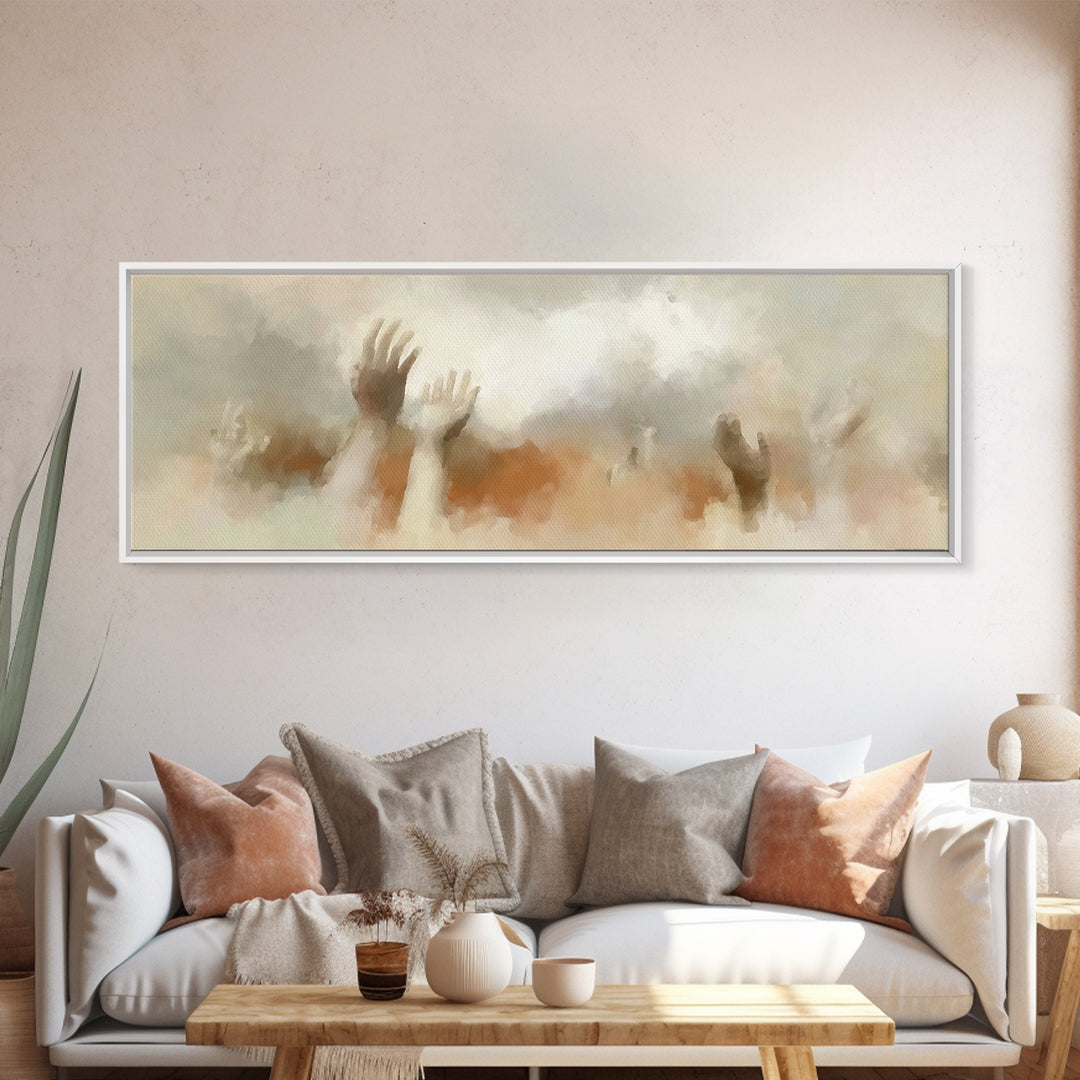 Rising Praise, Framed Canvas Print, Panoramic Art, Christian Wall Art, Christian Art Canvas, Christian Gift Ideas, Subtle Christian Art