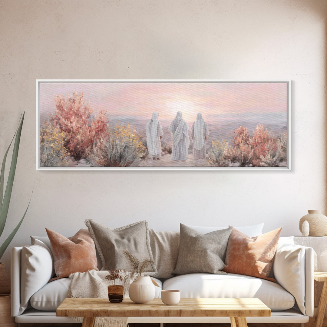 Three At Dawn – Framed Canvas Print – Panoramic Frame – Christian Art Canvas – Christian Art – Christian Wall Art – Modern Christian Painti