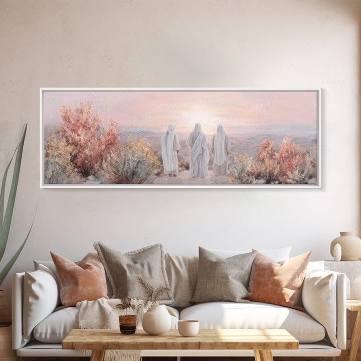 Three At Dawn – Framed Canvas Print – Panoramic Frame – Christian Art Canvas – Christian Art – Christian Wall Art – Modern Christian Painti