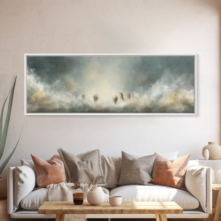 Heavenward Hands – Framed Canvas Print – Panoramic Frame – Christian Art – Christian Art Canvas – Christian Painting – Christian Christmas