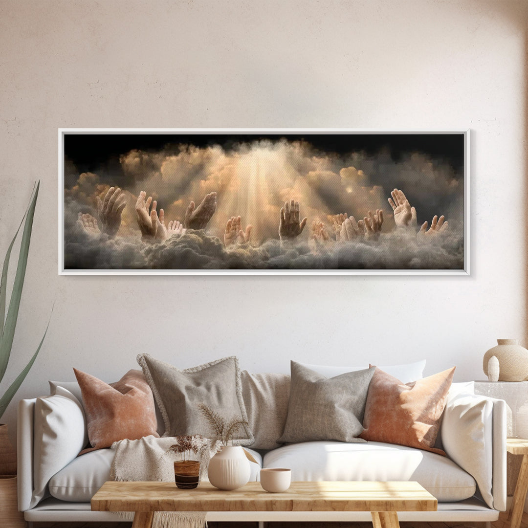 Heavenward Praise – Framed Canvas Print – Christian Wall Art – Panoramic Art – Christian Art Canvas – Jesus Painting – Christian Decor