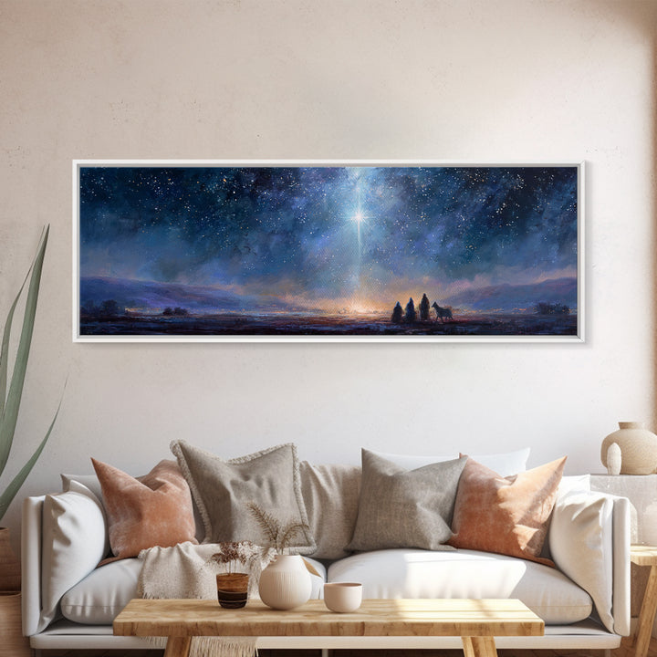 Star Of Messiah | Framed Canvas Print | Panoramic Wall Art | Christian Art Canvas | Christmas Art Prints | Christian Painting | Christian D