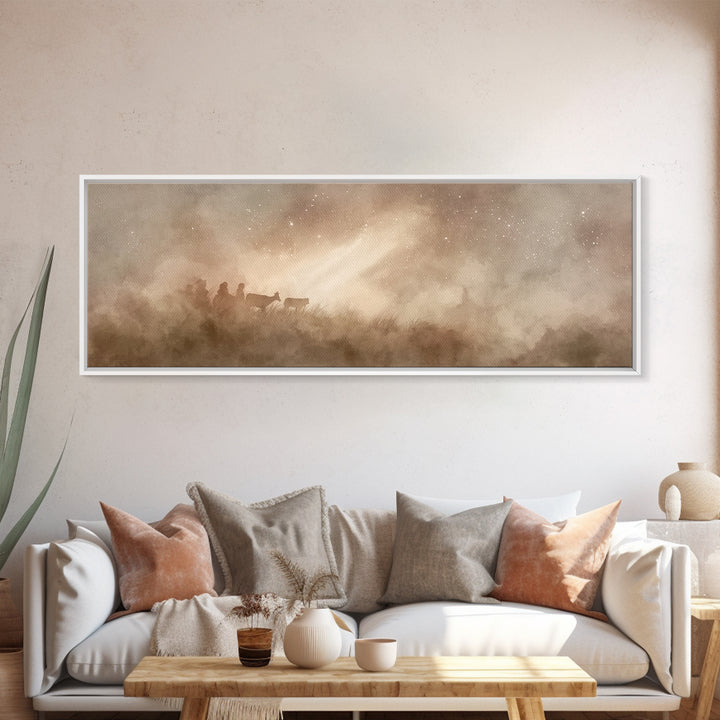Guiding Light Path | Framed Canvas Print | Panoramic Art | Christian Art Canvas | Christmas Art | Christian Wall Art | Christian Christmas