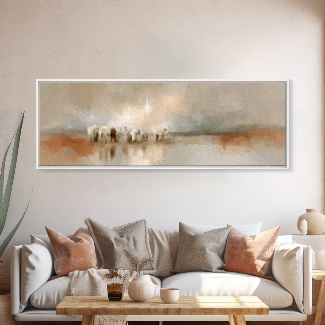 Journey Of Faith – Framed Canvas Print – Panoramic Painting – Christian Art Canvas – Christmas Wall Art – Christian Decor – Christian Gift
