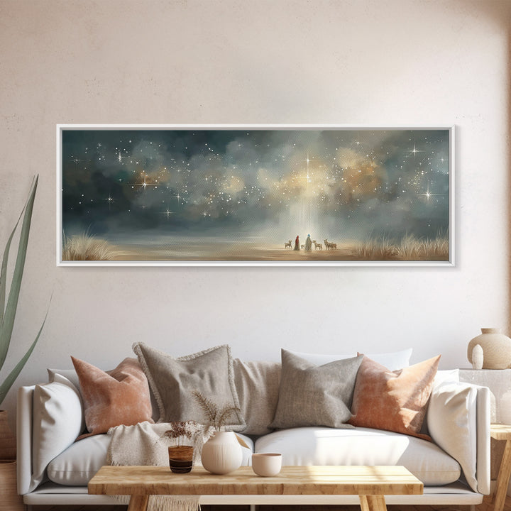 Starlit Calling – Framed Canvas Print – Panoramic Wall Art – Christian Art Canvas – Christmas Art – Christian Paintings – Christian Gift Id