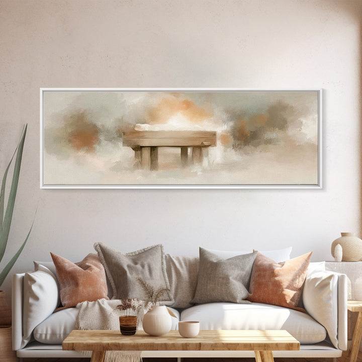 Humble Birth Glow - Framed Canvas Print - Christian Wall Art - Panoramic Painting - Christian Gift - Jesus Painting