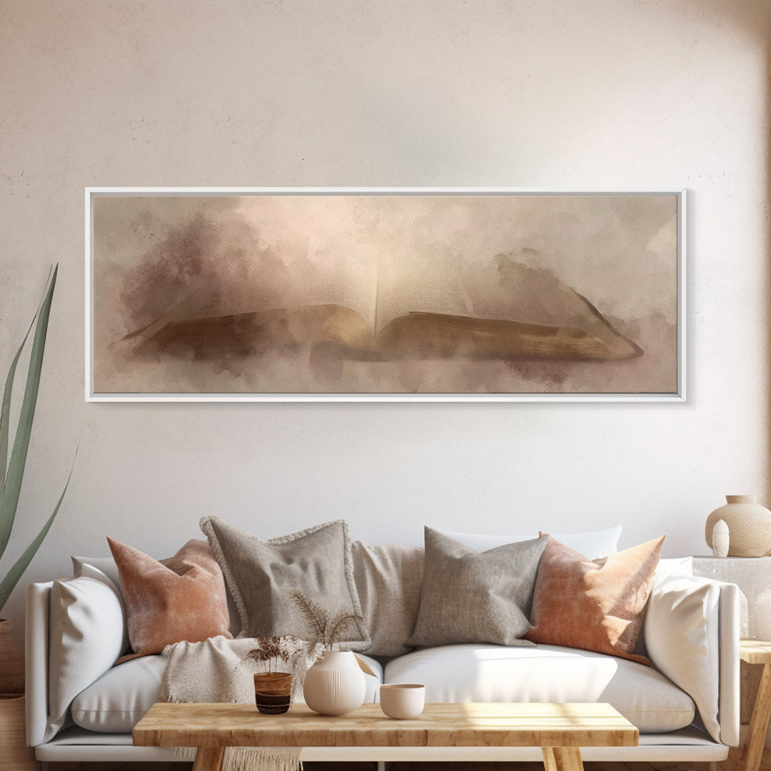 Living Word Glory, Framed Canvas Print, Panoramic Painting, Christian Art, Christian Art Canvas, Christian Wall Art, Christian Art Print
