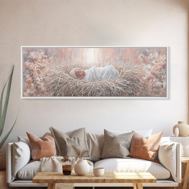 Heavenly Dawn Light – Framed Canvas Print – Christian Wall Art – Christian Art Canvas – Jesus Christmas Art – Panoramic Art – Christian Dec