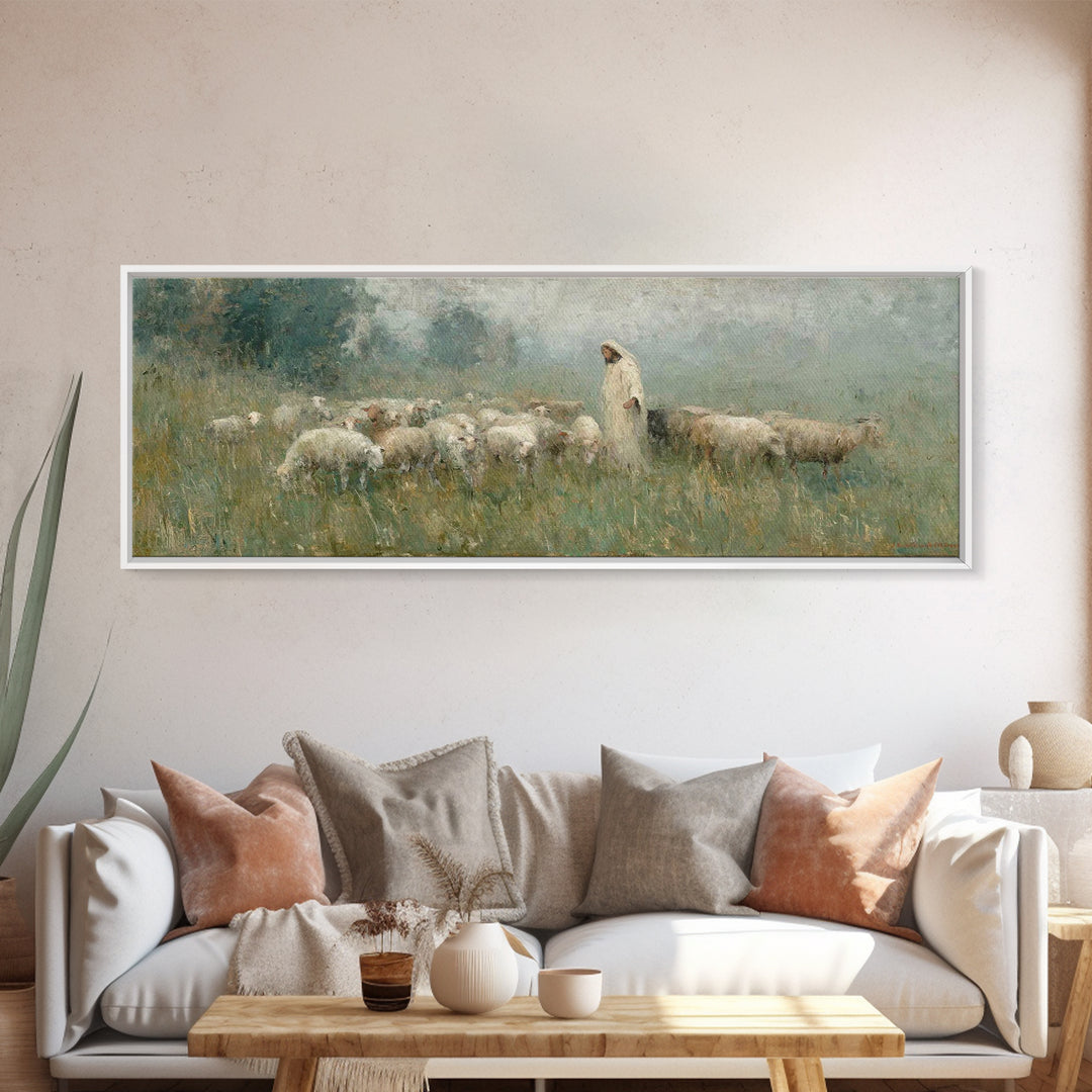 Glory In The Meadow | Framed Canvas Print | Christian Wall Art | Christian Painting | Christian Art Canvas | Panoramic Art | Christian Home