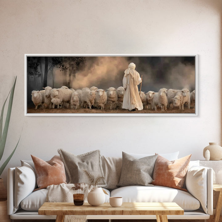 Among The Faithful | Framed Canvas Print | Christian Art Canvas | Christian Wall Art | Jesus Painting | Panoramic Frame | Christian Decorat