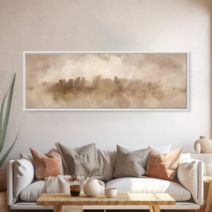 Shepherd’s Quiet Watch, Framed Canvas Print, Christian Wall Art, Christian Art Canvas, Jesus Painting, Panoramic Painting, Christian Christ