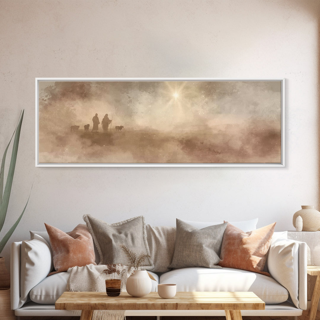 Desert Star Calling, Framed Canvas Print, Christian Art Canvas, Panoramic Painting, Christian Christmas Art, Christian Wall Art, Jesus Art