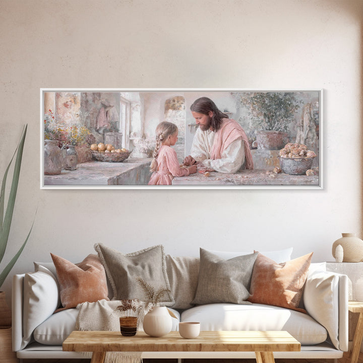 Bread Of Hope | Framed Canvas Print | Christian Art Canvas | Panoramic Wall Art | Christian Wall Art | Jesus Painting | Christian Decor | C