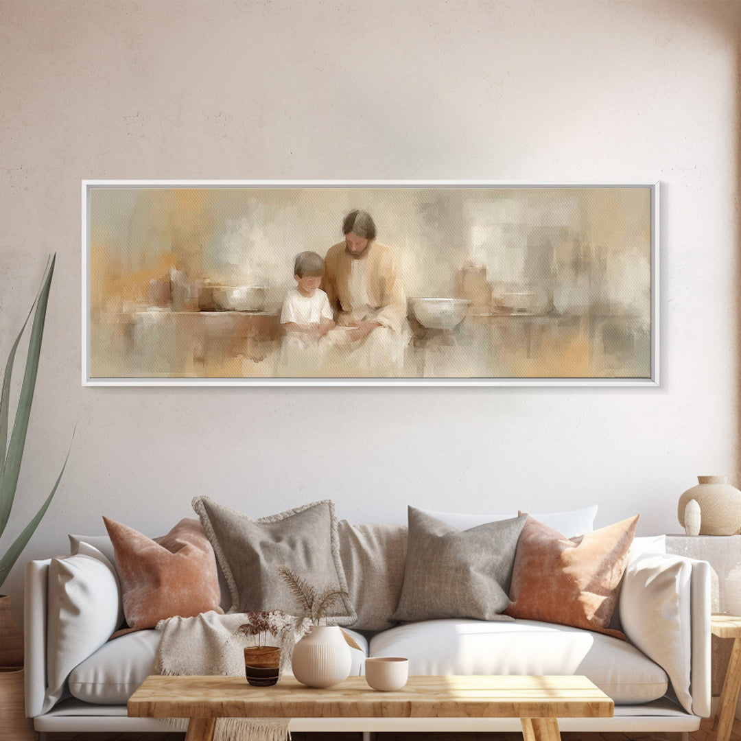 Guiding Lantern Path – Framed Canvas Print – Christian Wall Art – Panoramic Print – Christian Art Canvas – Christian Decor – Christmas Art