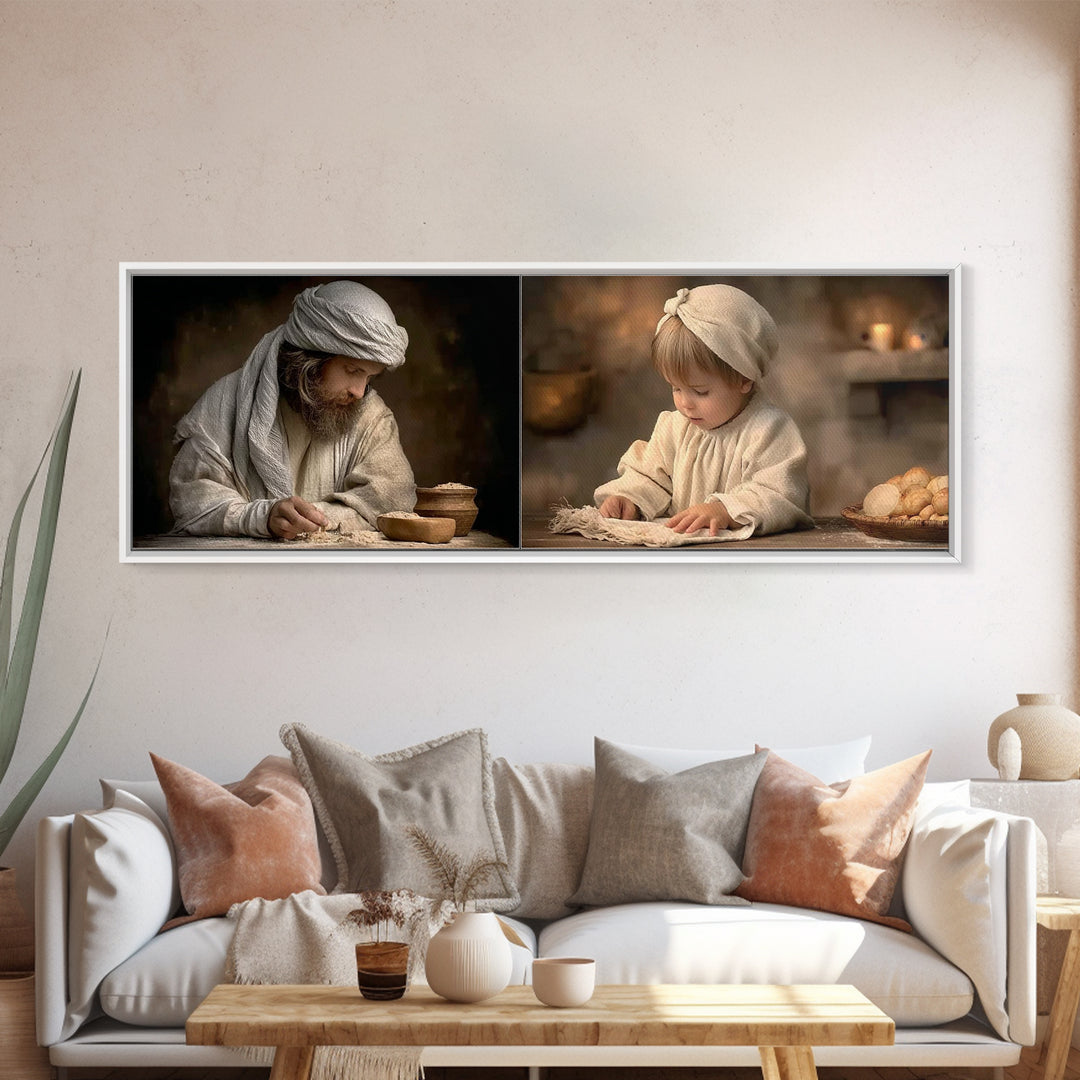 The Shining Gift, Framed Canvas Print, Panoramic Art, Christian Art Canvas, Christian Wall Art, Christian Decor, Jesus Painting, Christmas