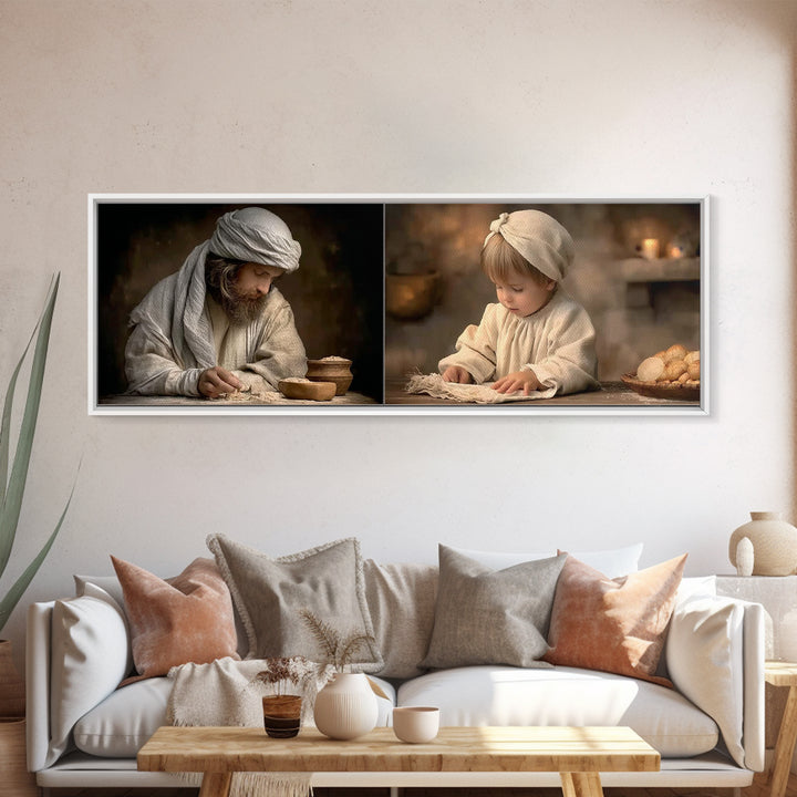 The Shining Gift, Framed Canvas Print, Panoramic Art, Christian Art Canvas, Christian Wall Art, Christian Decor, Jesus Painting, Christmas