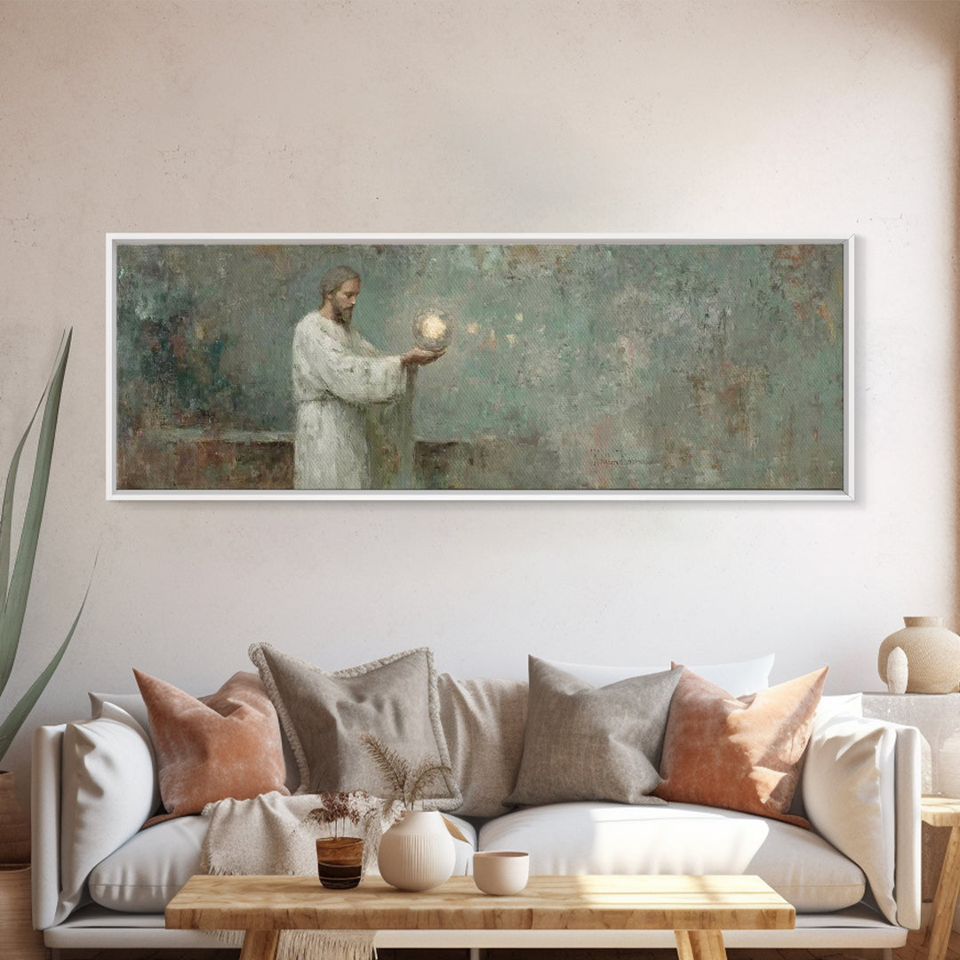Lantern Of Grace | Framed Canvas Print | Christian Wall Art | Panoramic Frame | Christian Art Canvas | Christian Decor | Jesus Painting | C