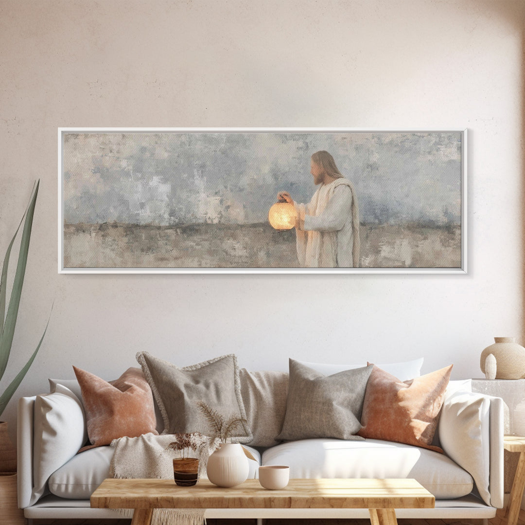 Radiant Night Walk – Framed Canvas Print – Christian Art Canvas – Panoramic Painting – Christian Wall Art – Christian Decor – Christmas Art