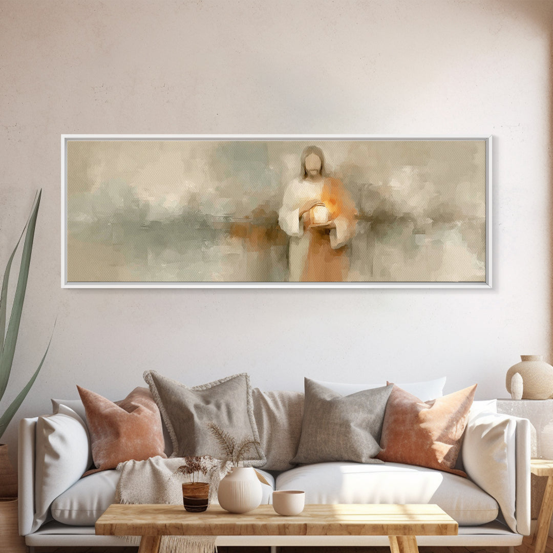 The Eternal Flame, Framed Canvas Print, Christian Art Canvas, Panoramic Art, Jesus Painting, Christian Wall Art, Christian Decor, Christmas