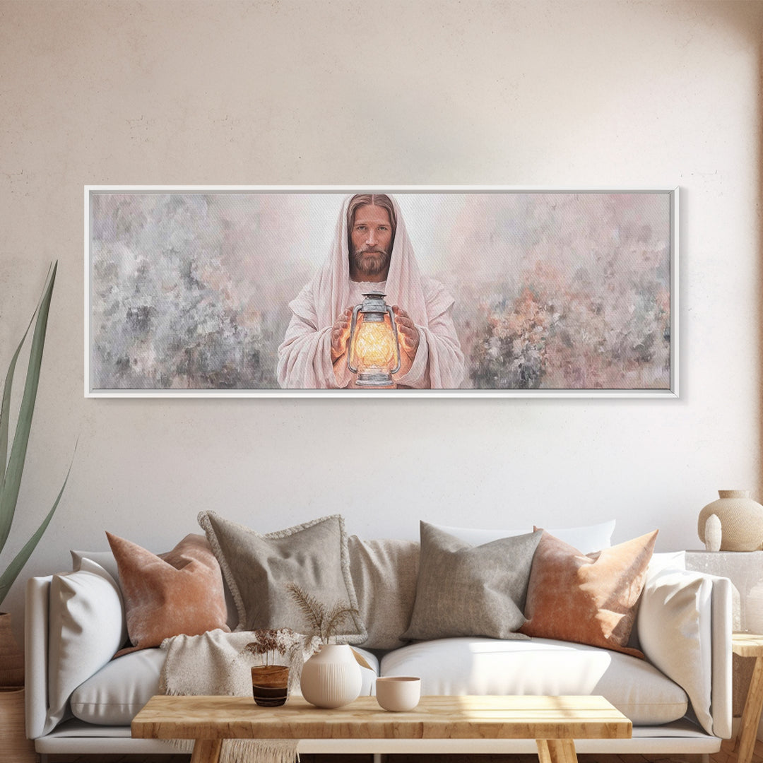 Radiant Mercy Glow, Framed Canvas Print, Panoramic Print, Christian Art Canvas, Christian Wall Art, Jesus Painting, Christian Decor, Christ