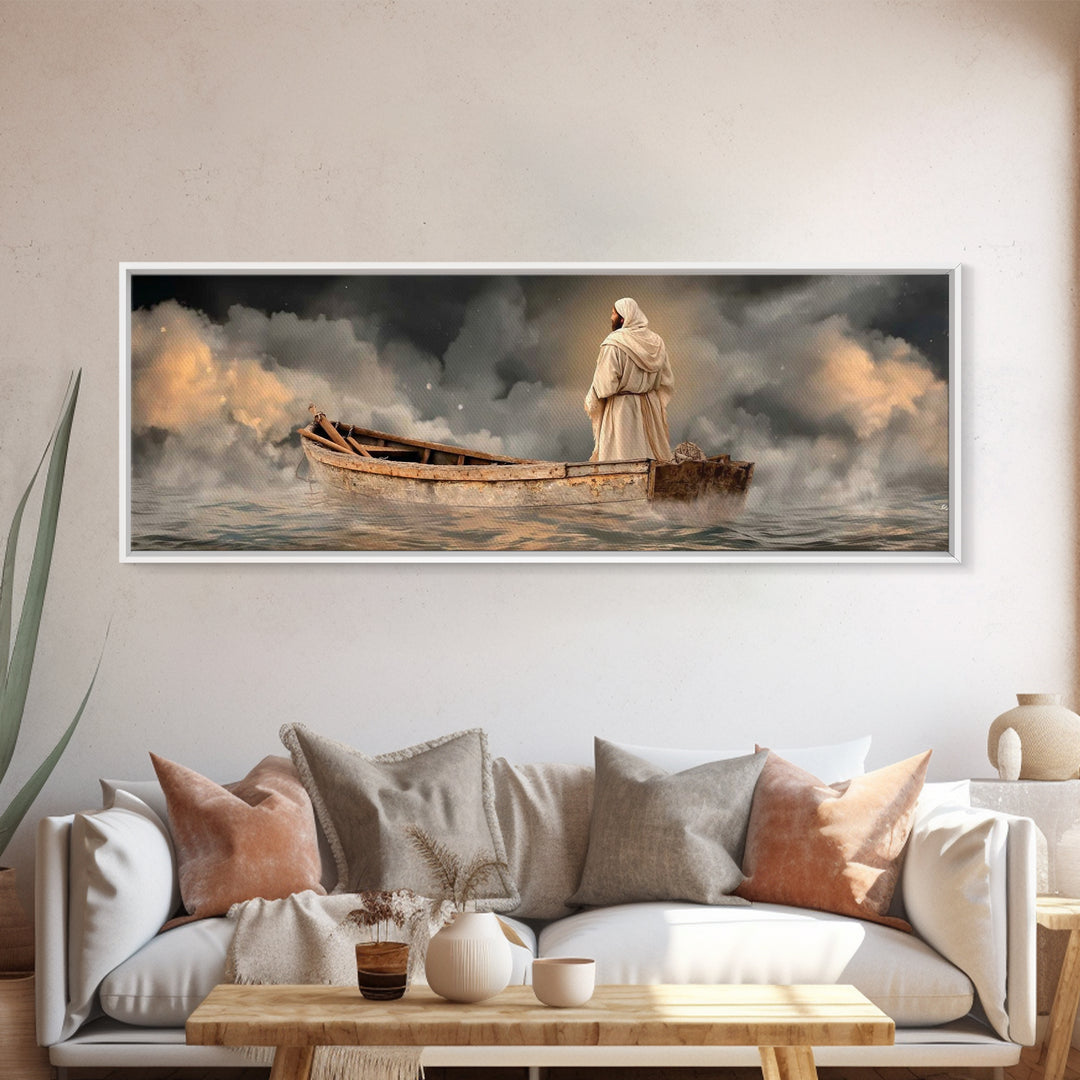 Light Of Salvation | Framed Canvas Print | Panoramic Painting | Christian Art Canvas | Christian Wall Art | Jesus Painting | Christian Chri
