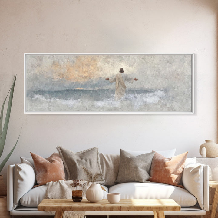 Waves Of Glory, Framed Canvas Print, Panoramic Wall Art, Christian Art Canvas, Christian Wall Art, Jesus Painting, Christian Decor, Christm
