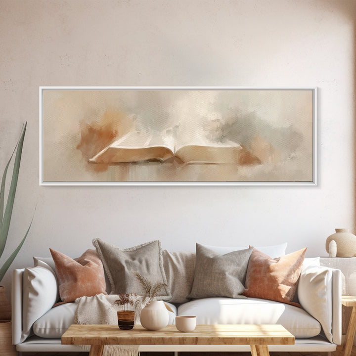 Misty Dawn Prayer, Framed Canvas Print, Christian Art Canvas, Christian Wall Art, Panoramic Print, Christian Painting, Christmas Art