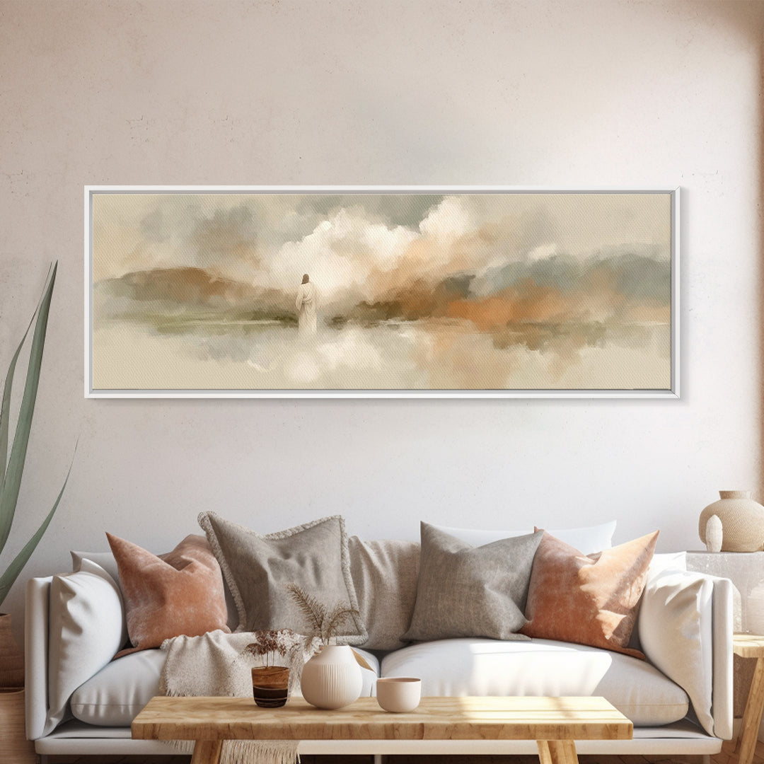 Light Of Peace | Framed Canvas Print | Panoramic Wall Art | Christian Art Canvas | Jesus Painting | Christian Christmas Art | Christian Dec