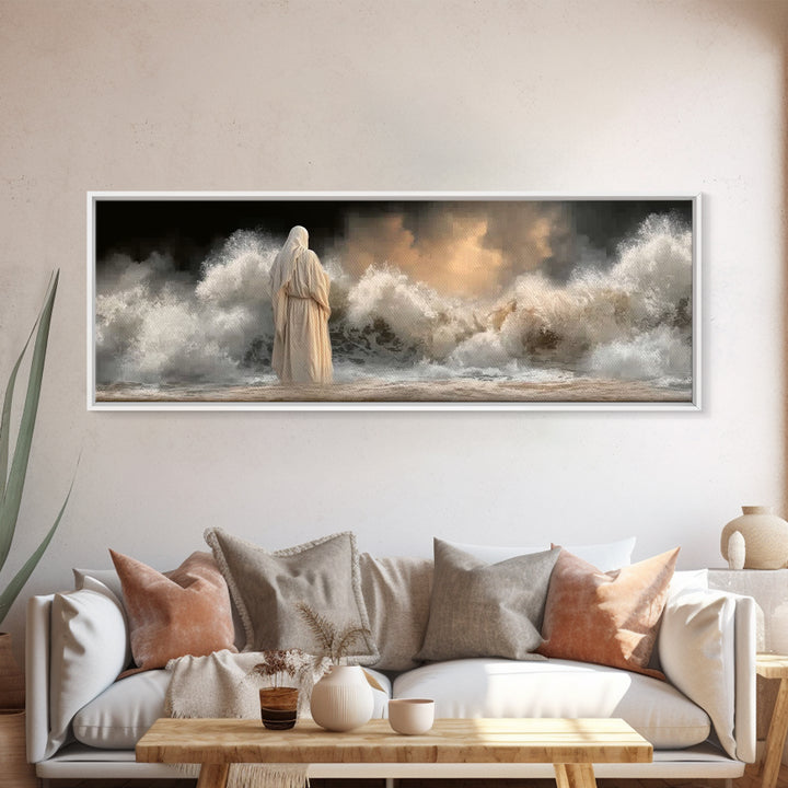 Calm Beyond Storm – Framed Canvas Print – Panoramic Painting – Christian Art – Jesus Painting – Christian Wall Art – Subtle Christian Art