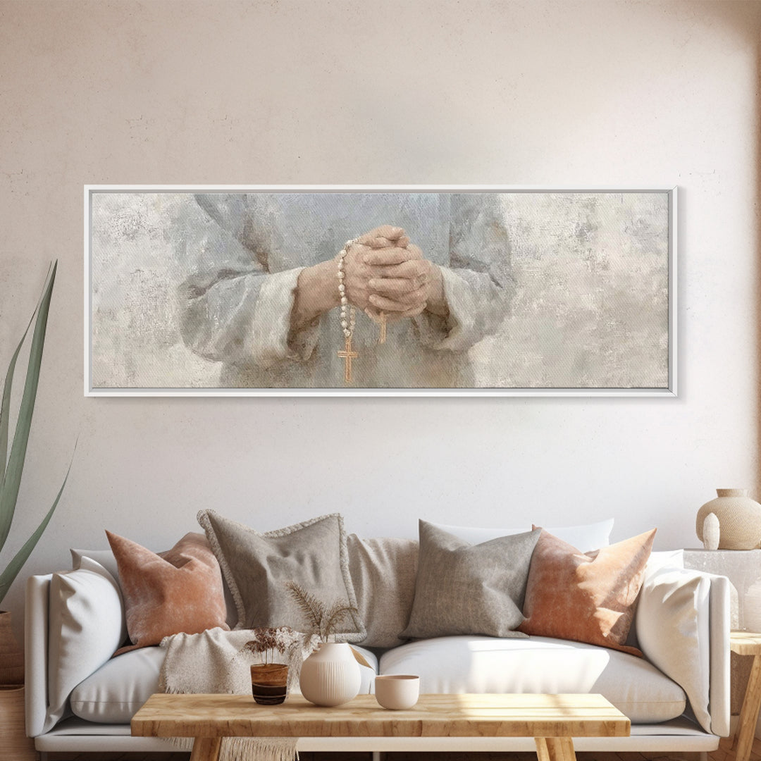 Gentle Spirit Light – Framed Canvas Print – Christian Wall Art – Christian Art – Panoramic Frame – Christian Painting – Christmas Art