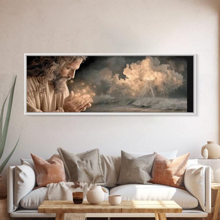 Sacred Dawn | Framed Canvas Print | Panoramic Wall Art | Christian Art | Jesus Painting | Christian Art Canvas | Christian Decor