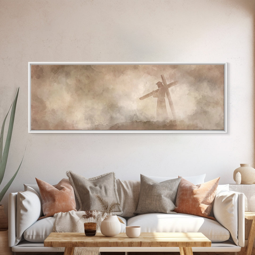 Path Of Mercy – Framed Canvas Print – Panoramic Print – Christian Art – Jesus Painting – Modern Christian Art – Christian Wall Art