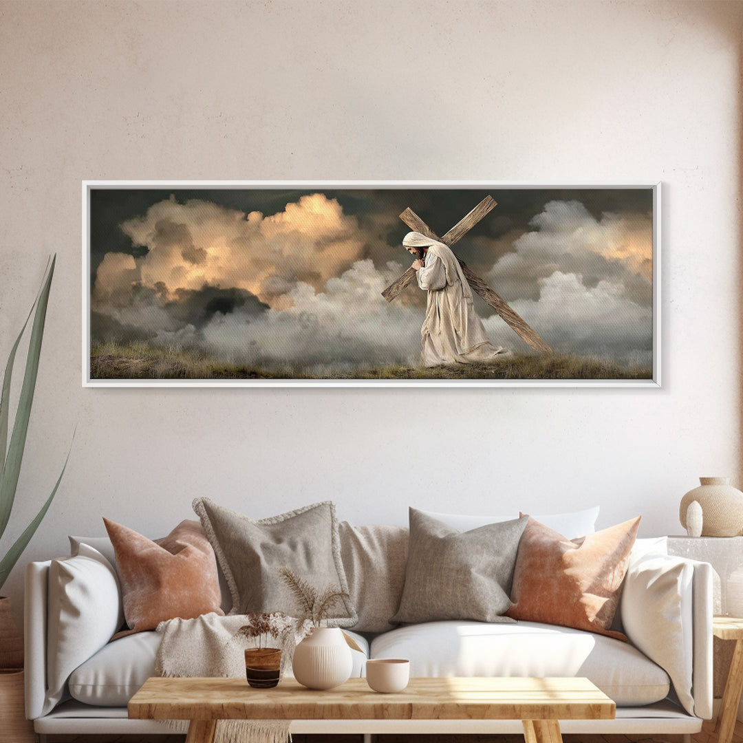 Path Of Mercy – Framed Canvas Print – Christian Wall Art – Jesus Painting – Panoramic Art – Christian Art Canvas – Christian Decor