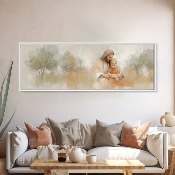Gentle Teaching – Framed Canvas Print – Christian Wall Art – Christian Art Canvas – Panoramic Print – Jesus Painting – Christian Decor
