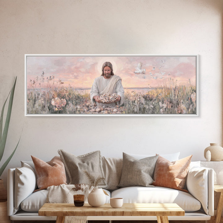 Morning Of Mercy, Framed Canvas Print, Christian Art, Jesus Painting, Panoramic Print, Christian Wall Art, Christian Art Canvas