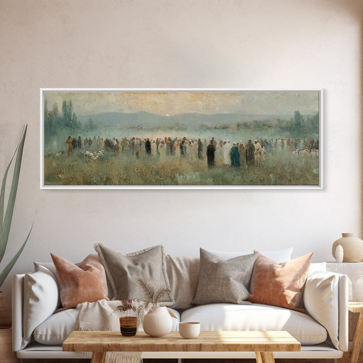 Crowd Of Hope – Framed Canvas Print – Christian Wall Art – Panoramic Painting – Christian Art Canvas – Christian Art – Jesus Painting