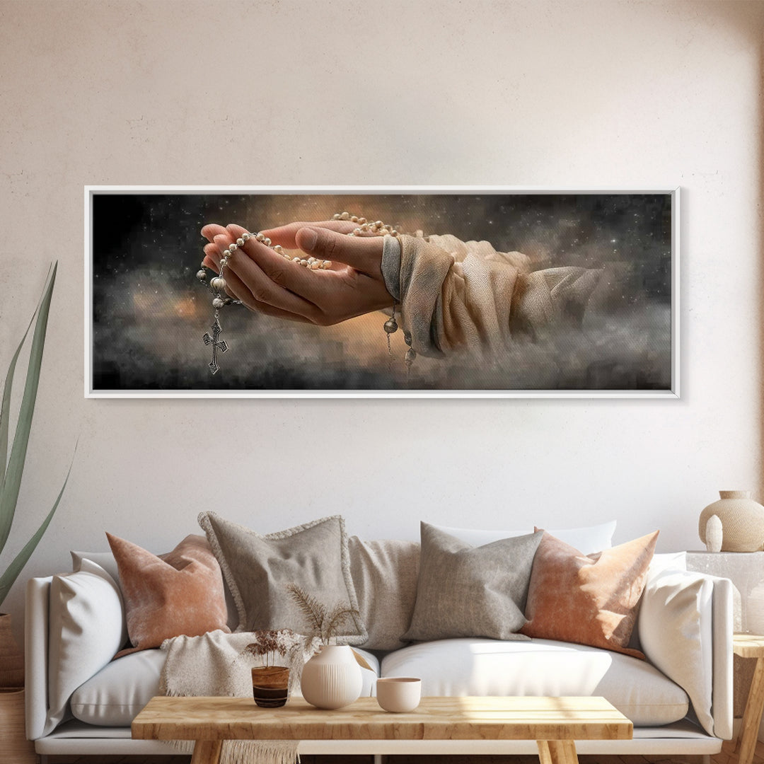 Graceful Prayer Bloom – Framed Canvas Print – Christian Art – Christian Wall Art – Panoramic Print – Christian Painting – Christmas Wall Ar
