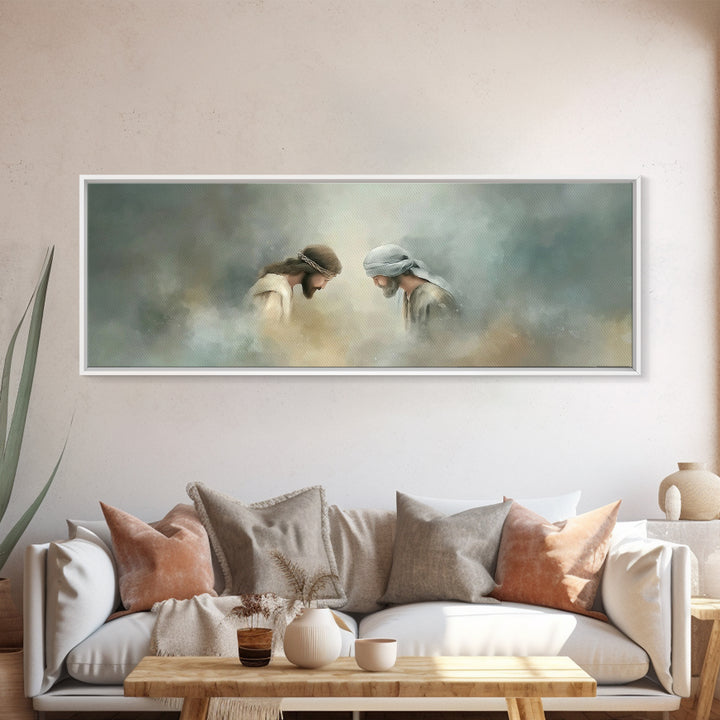 Humble Devotion – Framed Canvas Print – Panoramic Art – Christian Wall Art – Jesus Painting – Christian Art Canvas – Christian Gift