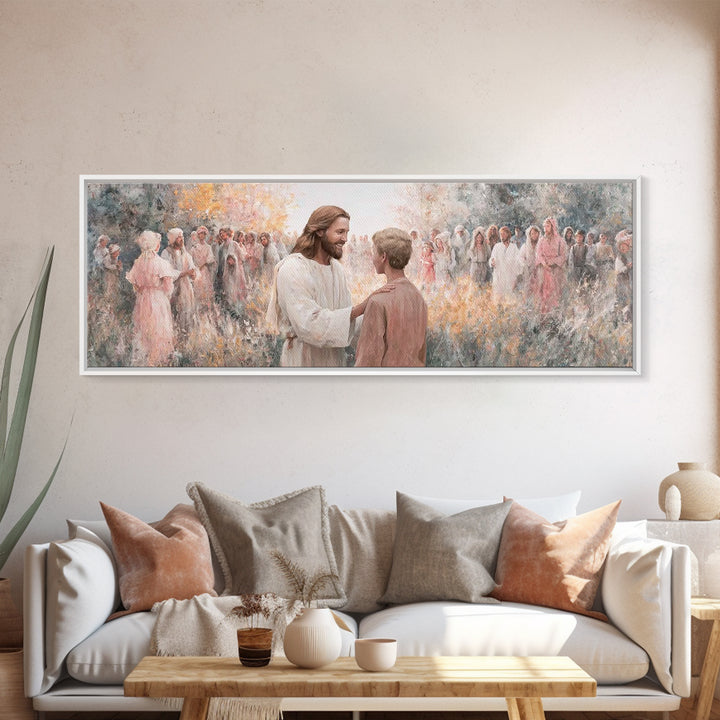 Fields Of Mercy – Framed Canvas Print – Christian Wall Art – Jesus Painting – Panoramic Art – Christian Art Canvas – Christian Decor