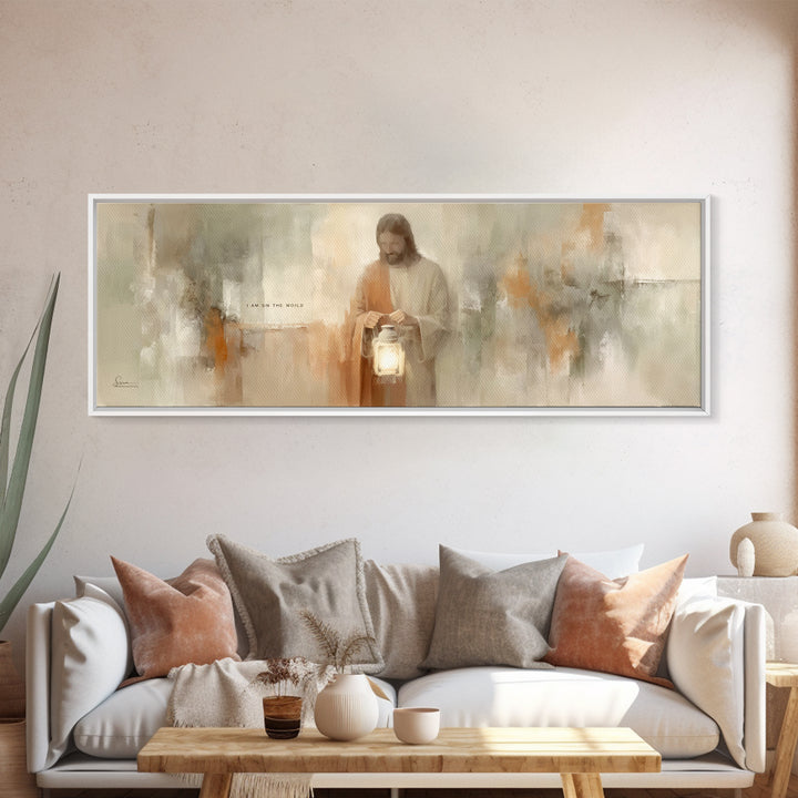 Light Of Mercy, Framed Canvas Print, Christian Art Canvas, Jesus Painting, Panoramic Print, Christian Wall Art, Christmas Art