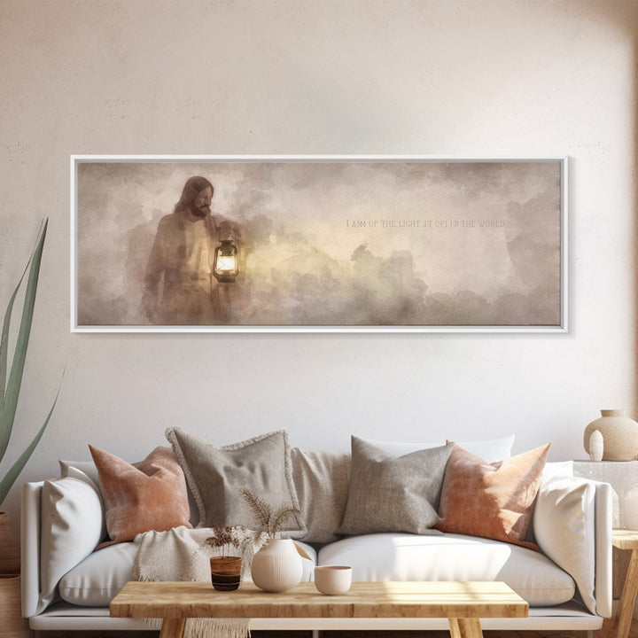 Guiding In Stillness – Framed Canvas Print – Christian Wall Art – Jesus Art Canvas – Panoramic Painting – Christian Decor – Christian Gift