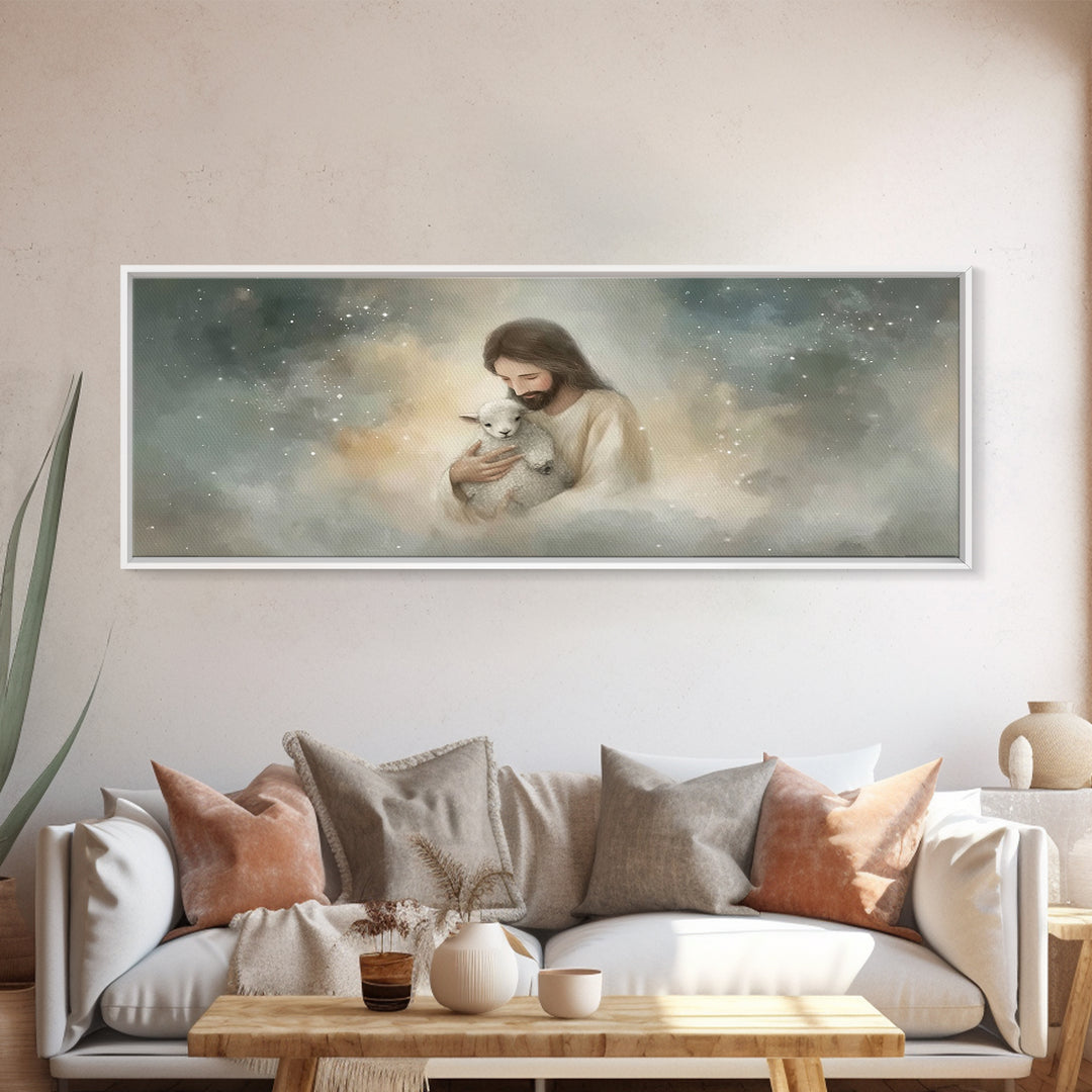 Stars Of His Mercy – Framed Canvas Print – Panoramic Wall Art – Jesus Canvas Art – Christian Art Painting – Christian Gift Ideas – Modern C