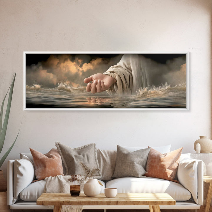 Tender Star Embrace, Framed Canvas Print, Panoramic Wall Art, Jesus Painting, Christian Art Canvas, Modern Christian Art, Christian Gift Id