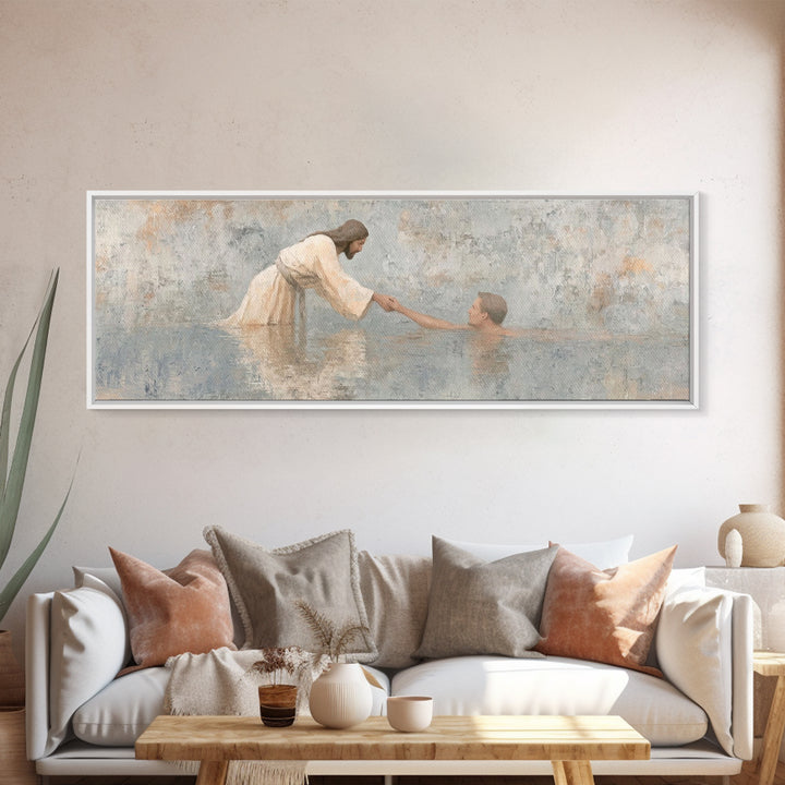 Guiding Hand – Framed Canvas Print – Jesus Painting – Christian Wall Art – Panoramic Painting – Christian Art Canvas – Christian Gift