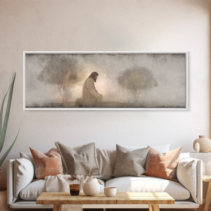 Sacred Vigil | Framed Canvas Print | Christian Art Canvas | Panoramic Art | Christian Wall Art | Jesus Painting | Christian Gift Ideas