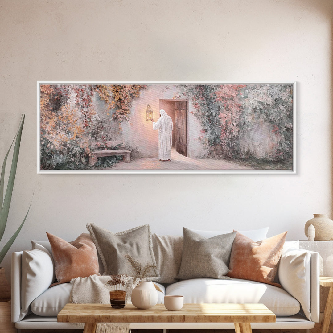 Olive Grove Mercy | Framed Canvas Print | Christian Art | Jesus Painting | Panoramic Art | Christian Decor | Christian Gift | Large Christi