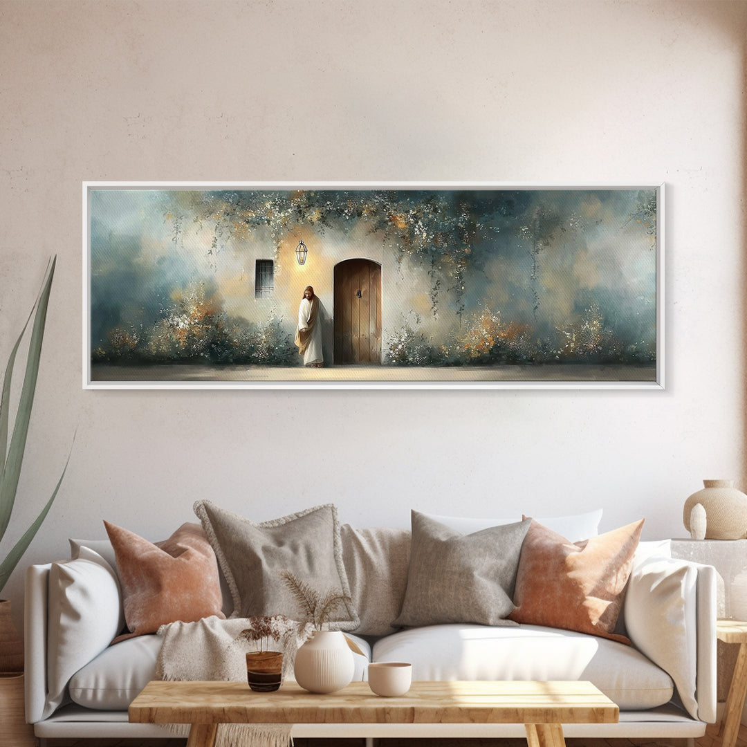 Lamp Of Hope, Framed Canvas Print, Christian Art, Jesus Painting, Panoramic Art, Christian Decor, Christian Gift, Large Christian Art, Jesu