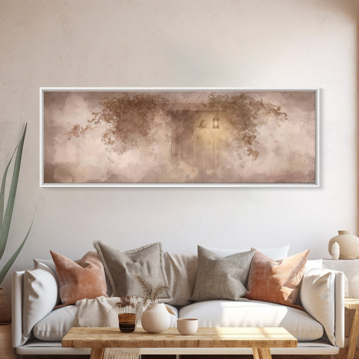 Autumn At The Door – Framed Canvas Print – Christian Art – Jesus Painting – Panoramic Art – Christian Decor – Christian Gift – Large Christ