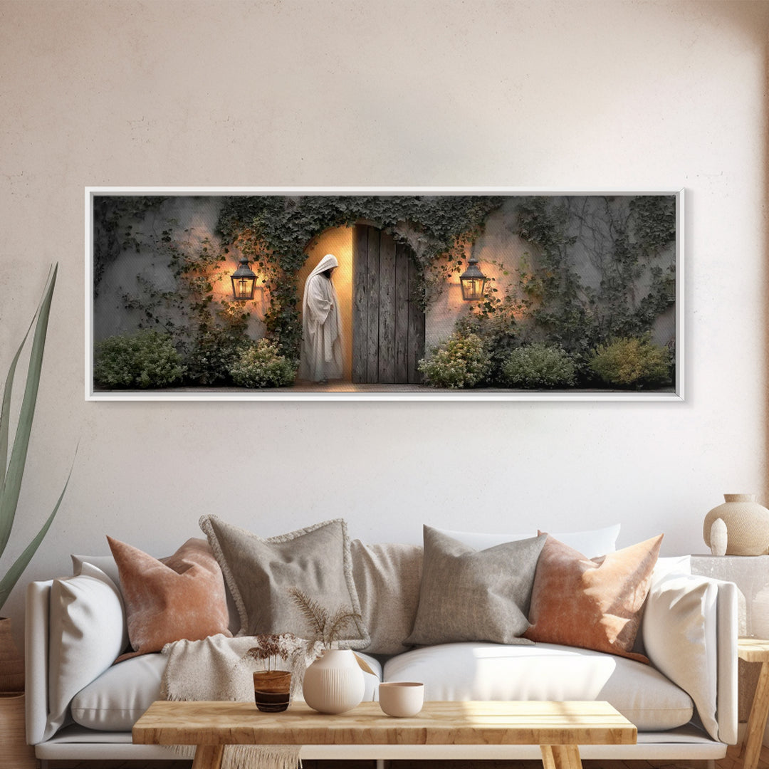 Vine-Covered Calling | Framed Canvas Print | Christian Art | Jesus Painting | Panoramic Art | Christian Decor | Christian Gift | Large Chri
